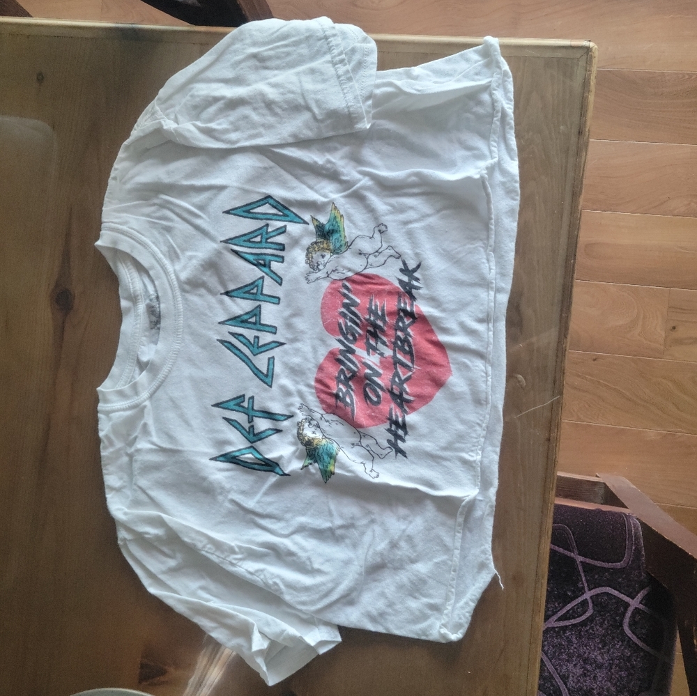 Def Leppard White Crop Shirt
